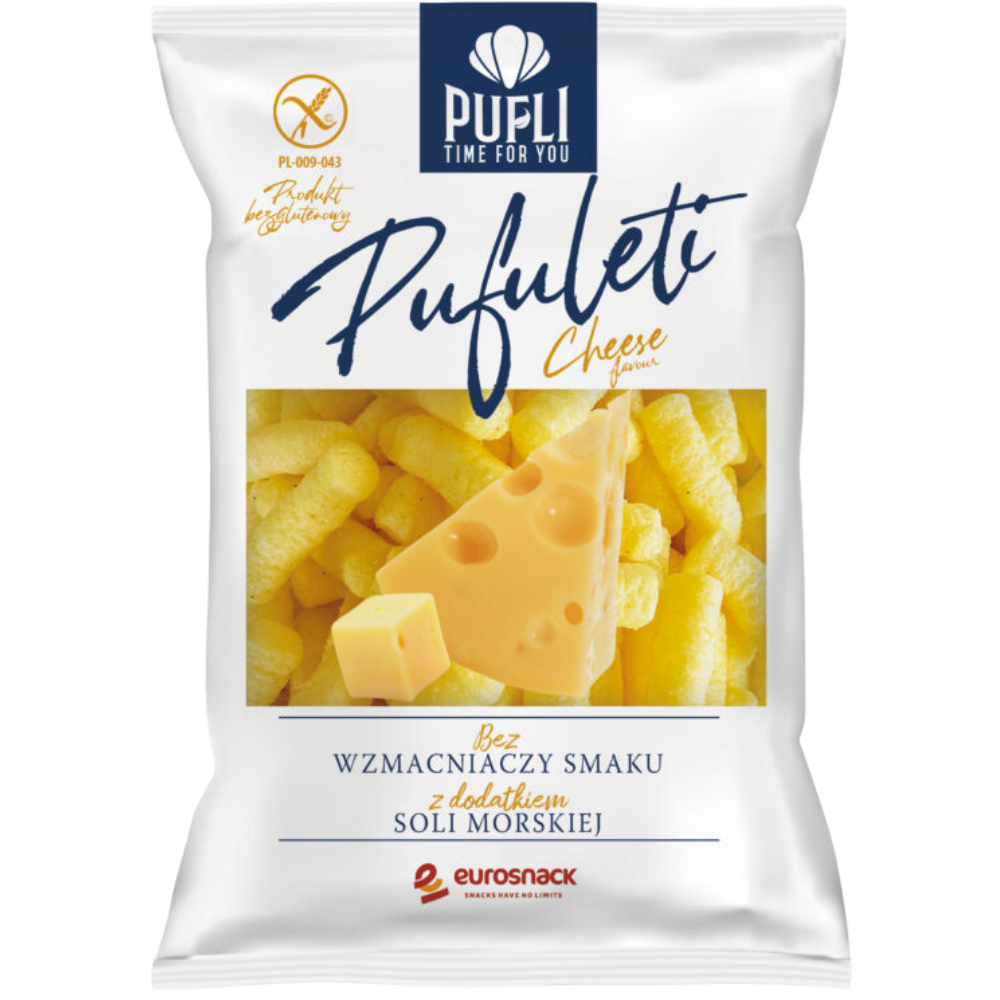 Chrupki kukurydziane Pufli Pufuleti o smaku serowym opakowanie 80g