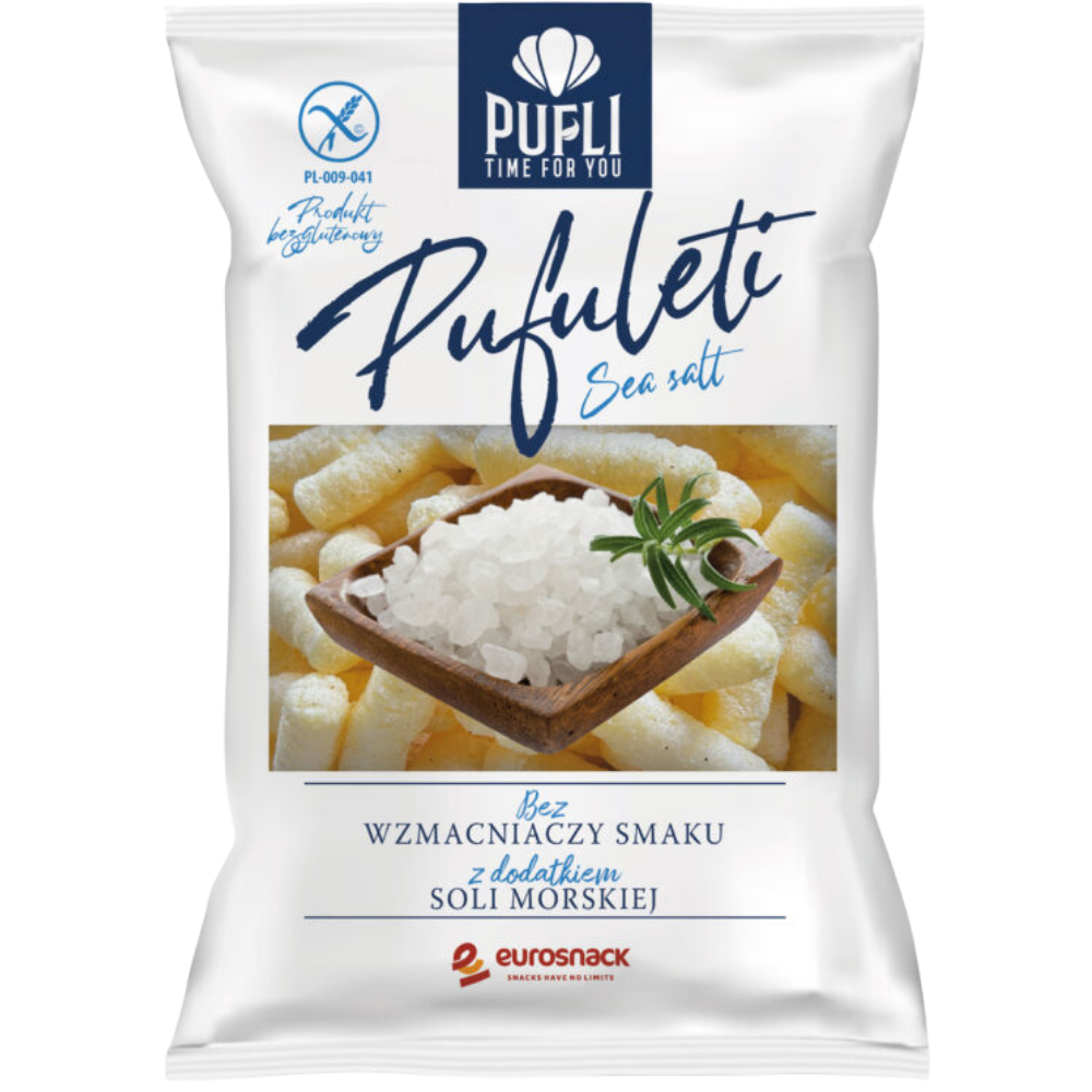 Chrupki kukurydziane Pufli Pufuleti z solą morską opakowanie 80g