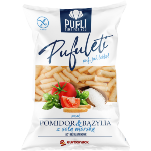 Chrupki kukurydziane Pufli Pufuleti o smaku pomidor z bazylią opakowanie 80g