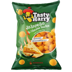 Kukurydziane kulki Tasty Harry o smaku ser jalapeno opakowanie 100g