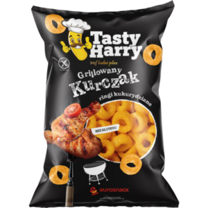 Kukurydziane ringi Tasty Harry o smaku grillowanego kurczaka paczka 100g