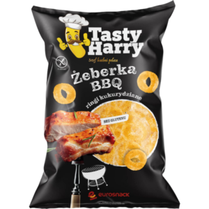 Kukurydziane ringi Tasty Harry o smaku żeberek BBQ paczka 100g