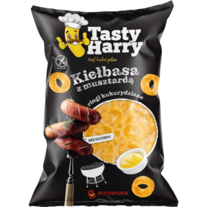 Chrupki kukurydziane Tasty Harry o smaku kiełbasy z musztardą opakowanie 100g