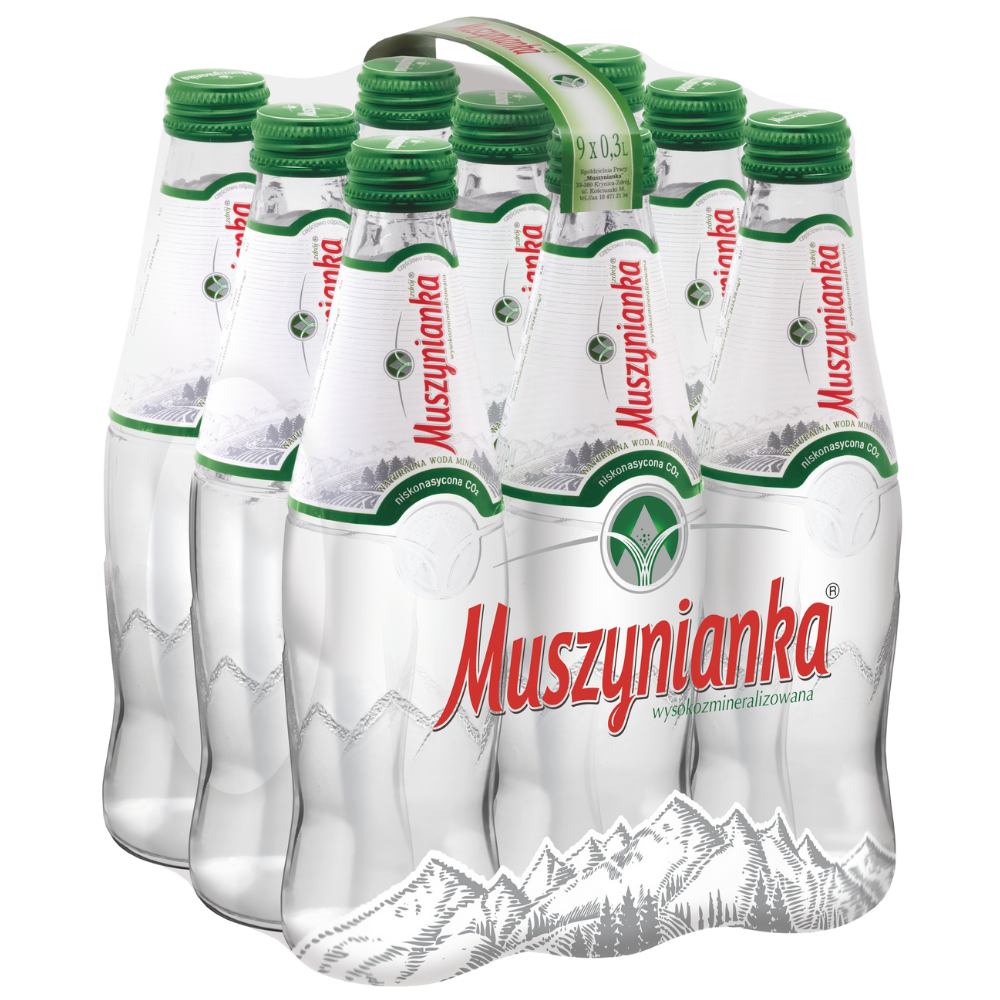 Woda MUSZYNIANKA niskonasycona CO2 w szkle 300 ml - obrazek 2
