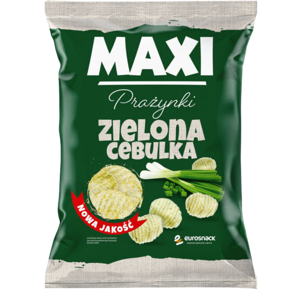 Prażynki pszenne Maxi o smaku zielonej cebulki paczka 130g